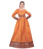Orange plain rayon kurtas-and-kurtis