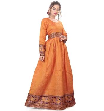 Orange plain rayon kurtas-and-kurtis 5