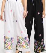 Multicolor embroidered rayon palazzo-pants