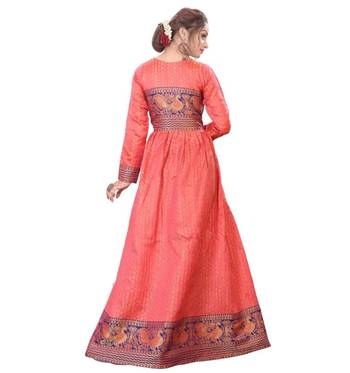 Peach plain rayon kurtas-and-kurtis 4