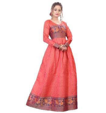 Peach plain rayon kurtas-and-kurtis 5