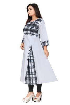Grey printed cotton kurti 3
