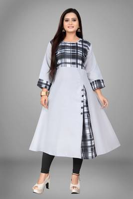 Grey printed cotton kurti 5