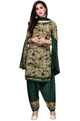 Dark-green printed crepe salwar 1