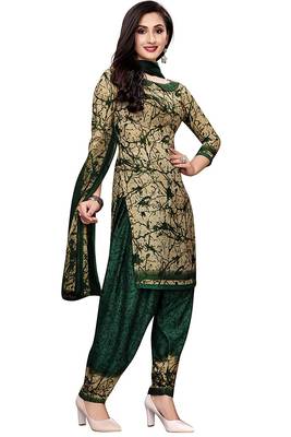 Dark-green printed crepe salwar 2