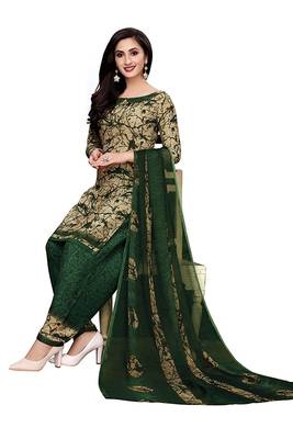 Dark-green printed crepe salwar 3