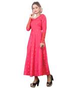 Pink printed rayon kurtas-and-kurtis