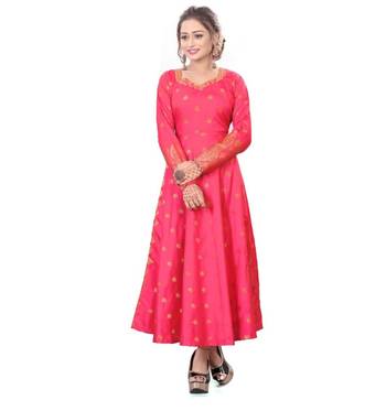 Pink printed rayon kurtas-and-kurtis 2