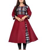 Maroon printed cotton kurti
