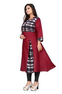 Maroon printed cotton kurti 2