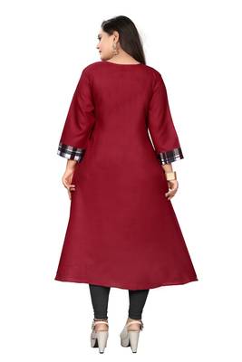 Maroon printed cotton kurti 3