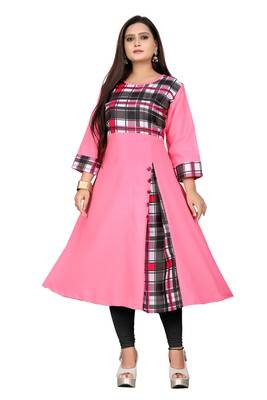 Pink printed cotton kurti 2
