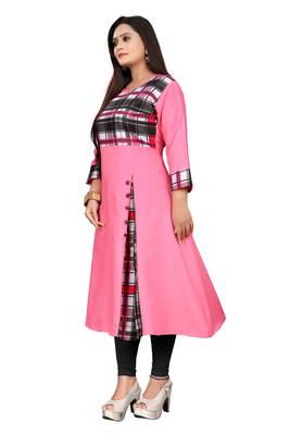 Pink printed cotton kurti 3
