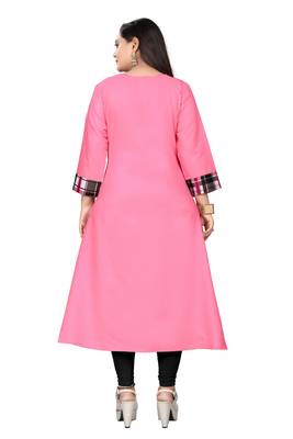Pink printed cotton kurti 4