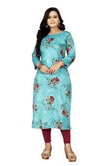 Blue printed cotton kurti