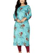 Blue printed cotton kurti