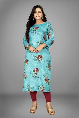 Blue printed cotton kurti 4
