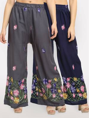 Multicolor embroidered rayon palazzo-pants 1