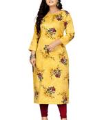 Yellow printed cotton kurti