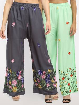 Multicolor embroidered rayon palazzo-pants 1