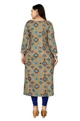Beige printed cotton kurti 3