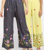 Multicolor embroidered rayon palazzo-pants