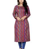 Pink printed cotton kurti