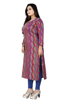Pink printed cotton kurti 2