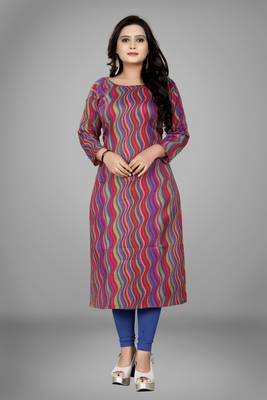 Pink printed cotton kurti 4