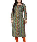 Green printed cotton kurti