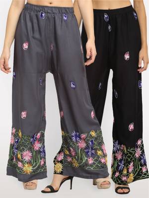 Multicolor embroidered rayon palazzo-pants 1