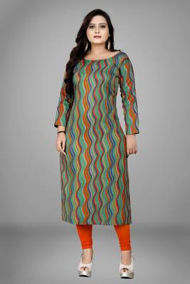 Green printed cotton kurti 4