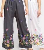 Multicolor embroidered rayon palazzo-pants