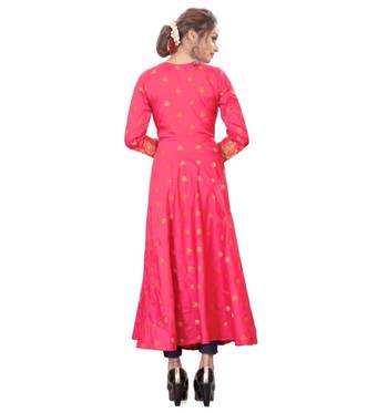 Pink printed rayon kurtas-and-kurtis 5