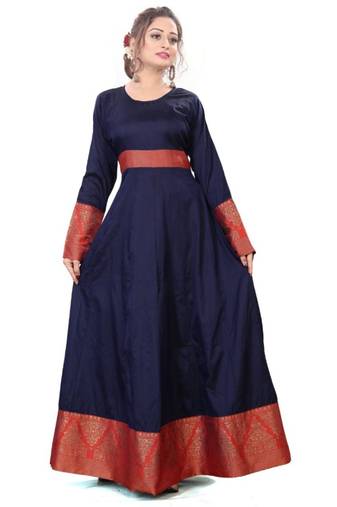 Blue plain rayon kurtas-and-kurtis