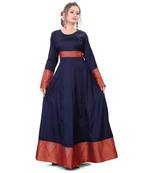 Blue plain rayon kurtas-and-kurtis