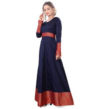 Blue plain rayon kurtas-and-kurtis 4