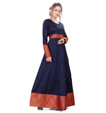 Blue plain rayon kurtas-and-kurtis 5