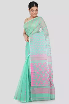 Green Pure Cotton Hand Woven Saree Without Blouse