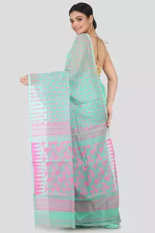 Green Pure Cotton Hand Woven Saree Without Blouse
