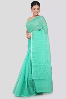 Green Pure Cotton Hand Woven Saree Without Blouse