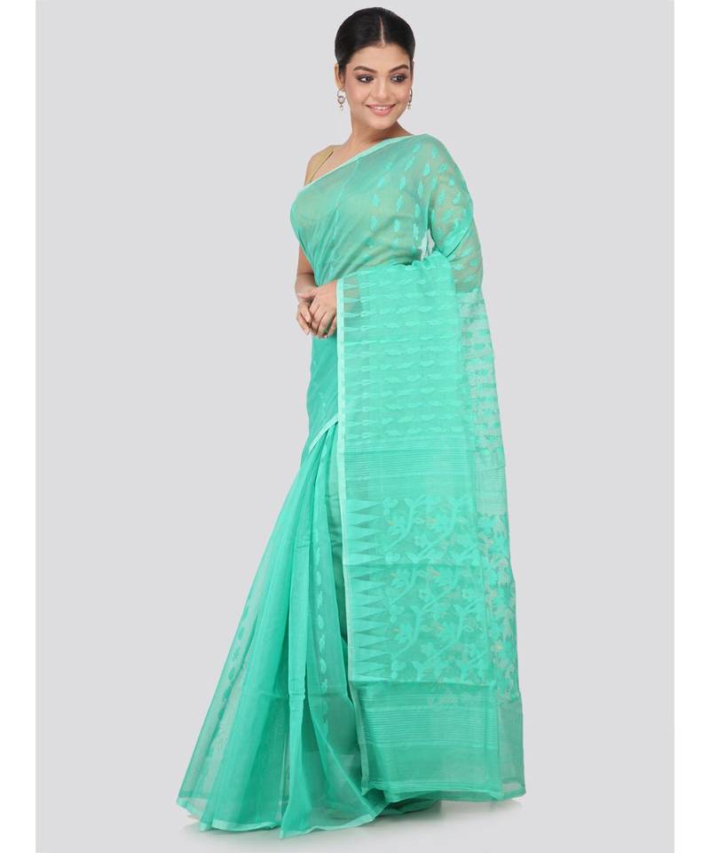Green Pure Cotton Hand Woven Saree Without Blouse