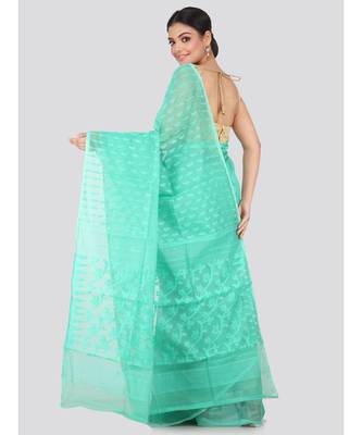 Green Pure Cotton Hand Woven Saree Without Blouse 3