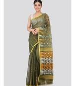 Green Pure Cotton Hand Woven Saree Without Blouse