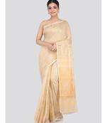 Beige Pure Cotton Hand Woven Saree Without Blouse