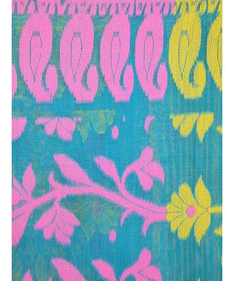 Blue Pure Cotton Hand Woven Saree Without Blouse 4