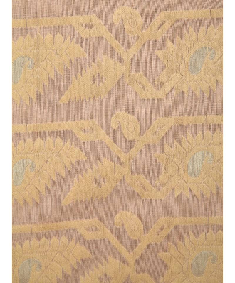 Beige Pure Cotton Hand Woven Saree Without Blouse