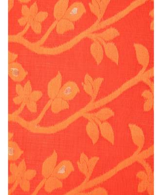 Orange Pure Cotton Hand Woven Saree Without Blouse 4