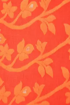Orange Pure Cotton Hand Woven Saree Without Blouse