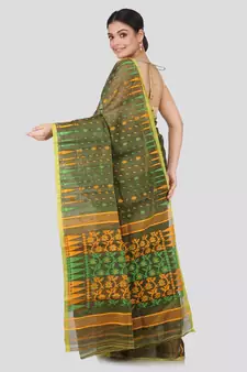 Green Pure Cotton Hand Woven Saree Without Blouse